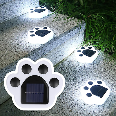 #ad 4 Pack Cute Solar Paw Print Light Waterproof Outdoor Gardent Lights Led Animal $34.92