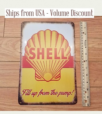 #ad Retro Shell Sign Metal Shell Gas Station Sign Tin Shell Sign Shell Garage Shop $11.95