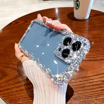 For iPhone 14 13 Pro Max 12 11 XS XR 6 7 8 Luxury Bling Rhinestone Clear Case $10.49