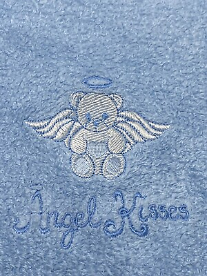 #ad SECURITY BLANKET ANGEL KISSES LOVEY BLUE Baby Embroidered $18.71