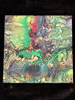 #ad 10.5”x10.5 Original Abstract acrylic pour painting $27.00