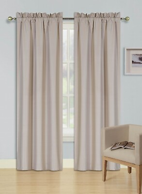 #ad 2pc set window curtain panel 100% privacy blackout lined drapery for bedroom R64 $15.30