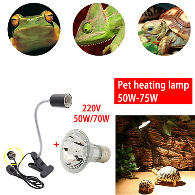 #ad 50W 75W Reptile Heating Lights Bulb Holder Turtle Lizard UV Basking Lamp Clip $6.55