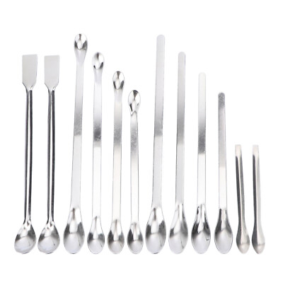 #ad 12PCS Stainless Steel Spoon Laboratory Spatula Spoon Micro Spatula Scoop $11.39