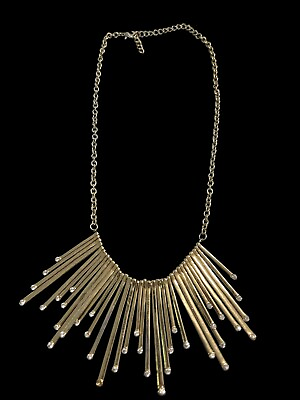 #ad Gold Tone Spiral Fan Rhinestone Chain 20” Necklace $12.99