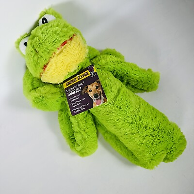 #ad Multipet Swingin#x27; Slevins Plush Dog toy frog NEW WITH TAGS 28” $12.90