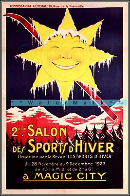 #ad Salon Sports d#x27; Hivre French Ski Poster Print Vintage Retro Style Winter Sports $21.58