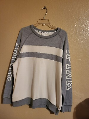 #ad Pink Pullover Sweater Gray And White Size Large $20.00