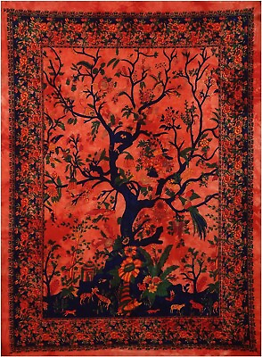 #ad Indian Cotton Poster Wall Decor Hippie Tapestry Wall Hanging Tree of Life Poster $8.99
