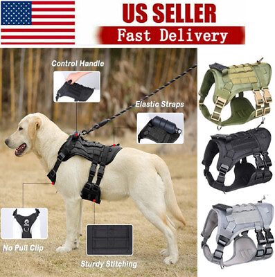 #ad #ad Tactical Dog Harness with Handle No pull Large Military Dog Vest US Working Dog $18.04