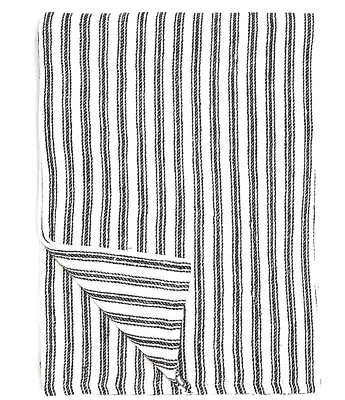 #ad Ralph Lauren Carrell Ticking Stripes Indigo Blue 100% Linen Throw Blanket 54x72 $140.00