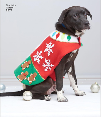 #ad 8277 Festive Fleece Christmas Dog Coat Sewing Pattern Sizes S L $9.23