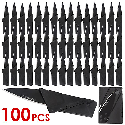 #ad 10 100 Pack Credit Card Thin Knives Cardsharp Wallet Folding Pocket Micro Knife $13.99