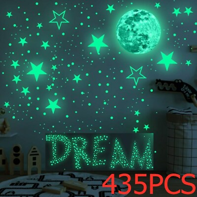 #ad 435Pcs Glow In The Dark Luminous Stars Moon Wall Stickers Kid Room Ceiling Decor $8.48
