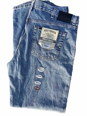#ad {NEW WITH TAGS} Harley Davidson Relaxed Fit Jeans Men#x27;s Size 40W 34L VINTAGE $19.97