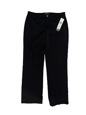 #ad Ralph Lauren NEW 100% Wool Career Women Pants Crest Gold Logo Button Zip 10 $159 $49.00