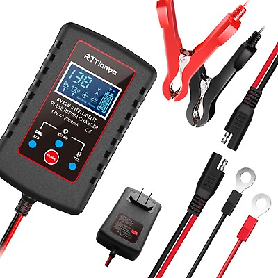 #ad 6V 12V Smart Automatic Battery Charger Maintainer Motorcycle Car Trickle Float $16.62