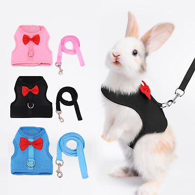 #ad Pet Small Animal Mesh Hamster Rabbit Vest Harness Lead Bunny Traction Rope $9.03