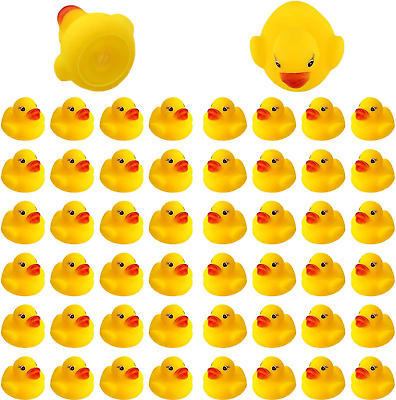 #ad 50Pcs Rubber Ducky Bath Toy for Kids Float and Squeak Mini Small Yellow Ducks B $23.99