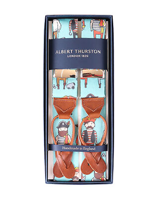 #ad NWT ALBERT THURSTON BRACES suspenders pirates linen elastic 1.4quot; handmade Eng... $167.30