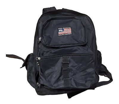 #ad Vintage Polo Ralph Lauren Black Backpack Adjustable Strap $45.00