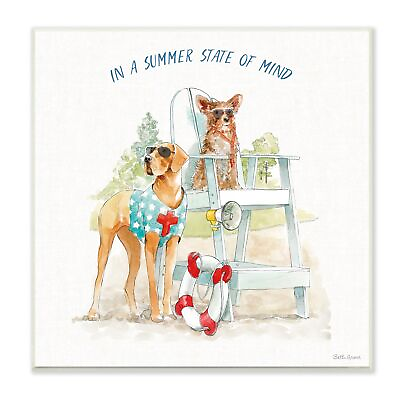 #ad Stupell Summer State of Mind Phrase Summer Lifeguard Dogs Orange 12 x 12 $29.99