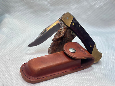 #ad Vtg Schrade LB7 USA Bear Paw SIngle Folding Blade Pocket Knife With Sheath $149.95