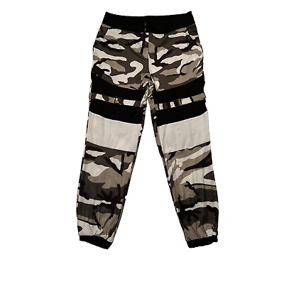 #ad ChicMe Pants Women#x27;s Tapered Leg Camouflage Pockets Green Black White Large $15.99