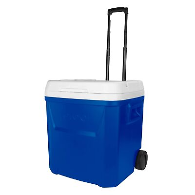 Igloo 60 qt Ice Chest Cooler With Wheels and telescoping Handle BLUE $38.99