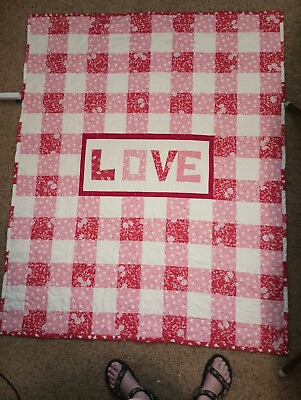 #ad New Handmade Love Quilt 50X61 Inch Gift Boyfriend Girlfriend Family Member $179.00