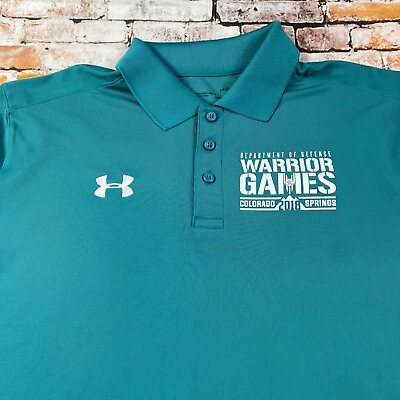 #ad Mens Warrior Games 2018 Colorado Springs Under Armour Polo Shirt Mens L Outdoor $9.79