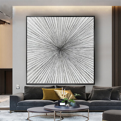 #ad Fashion Abstract Line Oil Painting Hand Painted Misplaced Geometric Outline $99.80