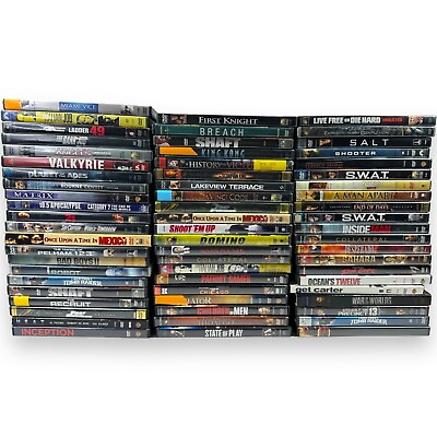 #ad Lot of 60 Action Drama Adventure Movies in Cases Assorted Film Wholesale Lot DVD $30.51