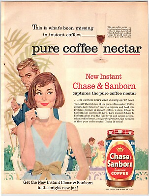 #ad 1961 CHASE amp; SANBORN INSTANT COFFEE 1960#x27;s 8.25quot; X 11quot; Magazine Ad M119 $5.00