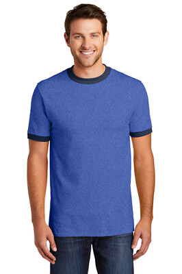 #ad Port amp; Company PC54R Mens Retro Ringer Tee Short Sleeve Cotton T Shirt Plain $10.08