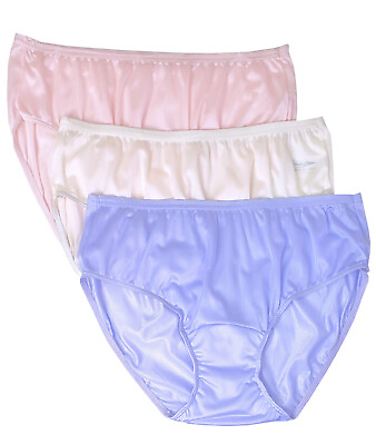 #ad Shadowline Underwear Women#x27;s Panty Hipster Nylon 3 Pack Spring Colors Pink Ivory $27.89