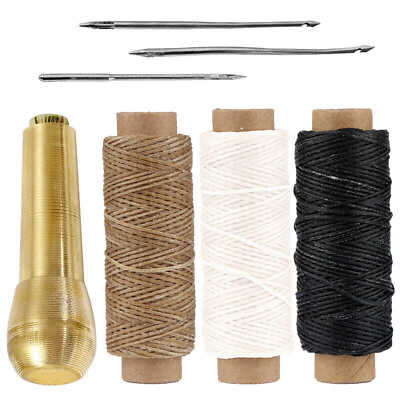 #ad Leather Sewing Waxed Thread Needles Awl Hand Tools Kit For Leather Craft DIY * $7.99