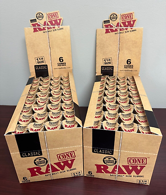 #ad RAW Classic 1 1 4 Size Cones TWO FULL BOXES 32pks of 6 Per box 384 Total Cones $89.99