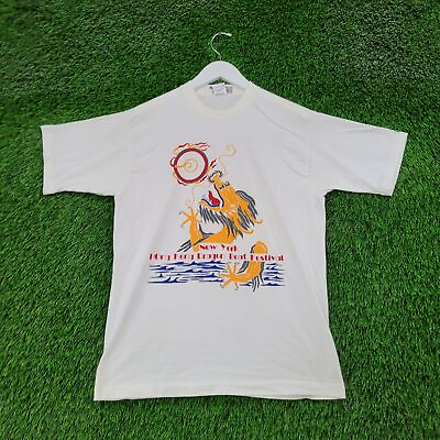 #ad Vintage Fruit Of The Loom Hong Kong Dragon Boat Festival Shirt Medium White $41.10