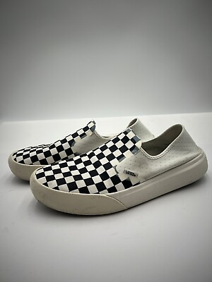 #ad Men’s Vans Size 10 ComfyCush One Checkerboard Marshmallow Black Slip On Shoes $44.99