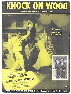#ad 1954 DANNY KAYE amp; MAI ZETTERLING Sheet Music KNOCK ON WOOD Ventriloquist Dummy $16.50