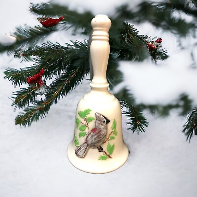 #ad MR Vintage Cardinal Christmas Ceramic Oversize 7.5”Bell $12.00