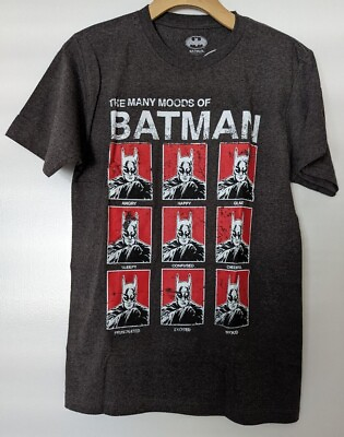 #ad MENS BATMAN THE MANY MOODS OF GRAPHIC TEE T SHIRT OFFICIALLY LICENSED DC COMICS $19.99