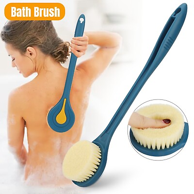 #ad 14.7quot; Long Handle Bath Brush Soft Bristle Back Body Skin Shower Washing Scrubber $10.98