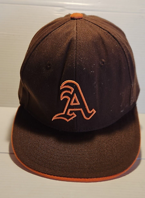 #ad Atlanta A Logo Baseball Cap Premium Fitted Size 7¼ Brown Hat Adult Teens byHatco $14.95
