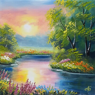 #ad Joyful Summer Morning Shades Original Painting Signed Ukraine Artist Landscape $39.85