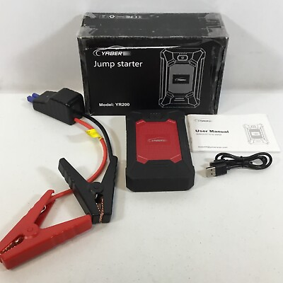 #ad Yaber YR200 Red Black Waterproof LED Flashlight Portable Car Jump Starter Used $49.99