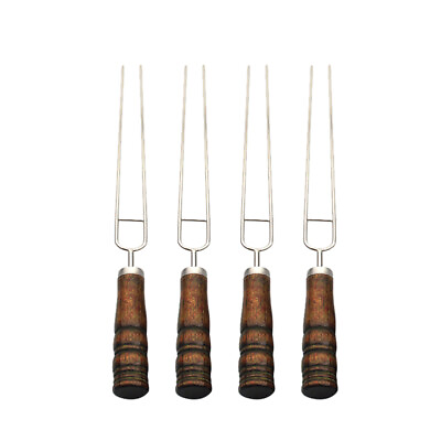 #ad 4 Pcs Bamboo Campfire Roasting Fork Outdoor Barbecue Needles $22.68