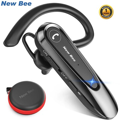 #ad New Bee Bluetooth 5 Phone Headset Wireless Earphone with Dual Mic Noise Cancelin $34.68
