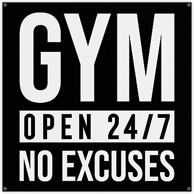 #ad Gym Open 24 7 Banner Home Gym Large Wall Art Fitness 60 X 60 Inches $114.75